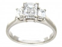 Platinum Three Stone Baguette Cut Diamond Ring