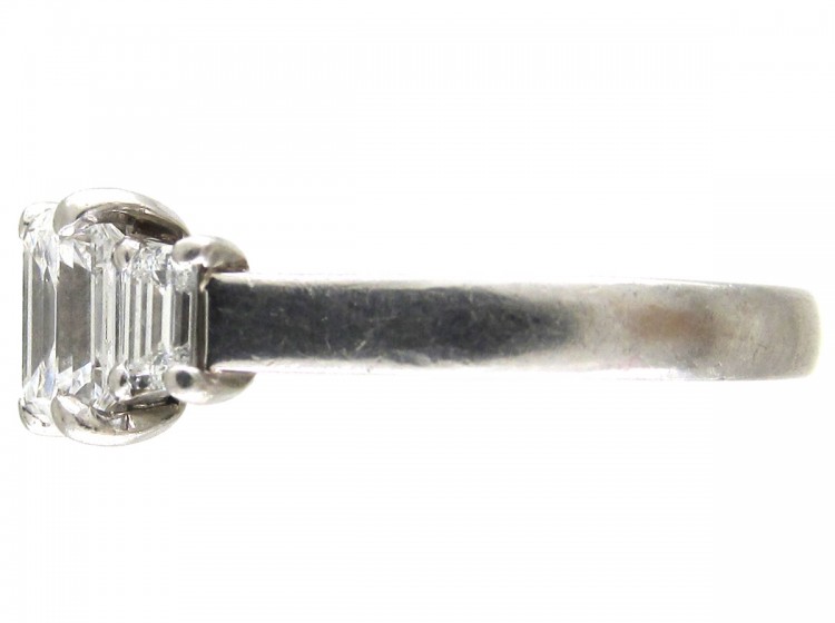 Platinum Three Stone Baguette Cut Diamond Ring