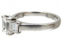 Platinum Three Stone Baguette Cut Diamond Ring