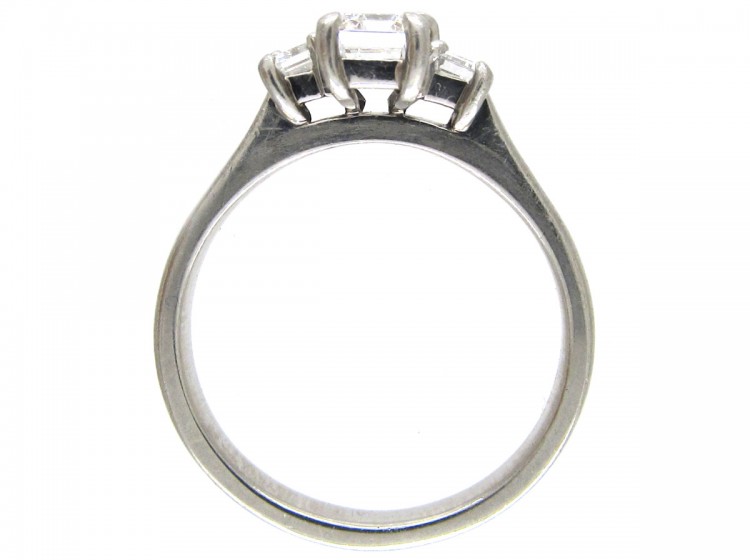Platinum Three Stone Baguette Cut Diamond Ring
