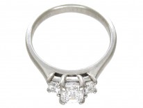 Platinum Three Stone Baguette Cut Diamond Ring
