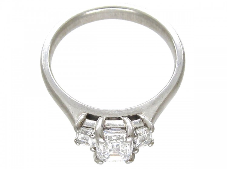 Platinum Three Stone Baguette Cut Diamond Ring