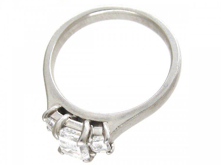 Platinum Three Stone Baguette Cut Diamond Ring
