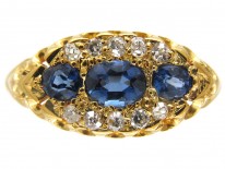 Edwardian Sapphire & Diamond Boat Shaped Ring