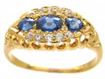 Edwardian Sapphire & Diamond Boat Shaped Ring