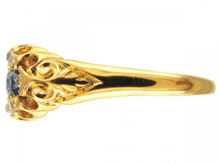 Edwardian Sapphire & Diamond Boat Shaped Ring