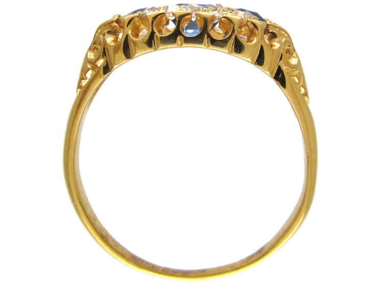 Edwardian Sapphire & Diamond Boat Shaped Ring