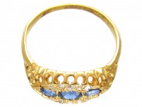 Edwardian Sapphire & Diamond Boat Shaped Ring