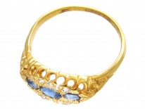 Edwardian Sapphire & Diamond Boat Shaped Ring
