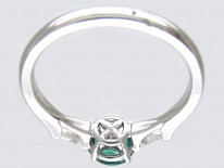 Emerald & Diamond Cluster Ring with Baguette Diamond Sides