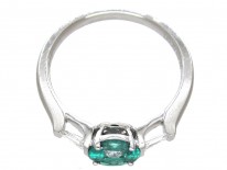 Emerald & Diamond Cluster Ring with Baguette Diamond Sides