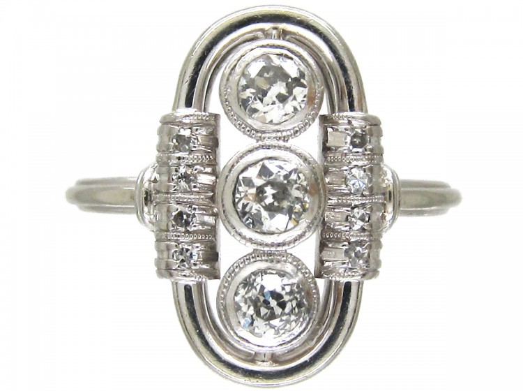 Art Deco Oval Shaped Diamond Ring