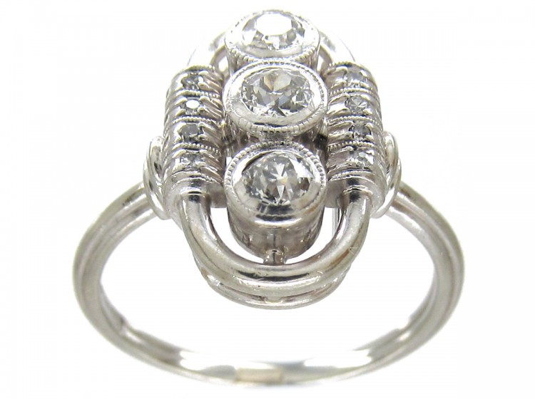Art Deco Oval Shaped Diamond Ring