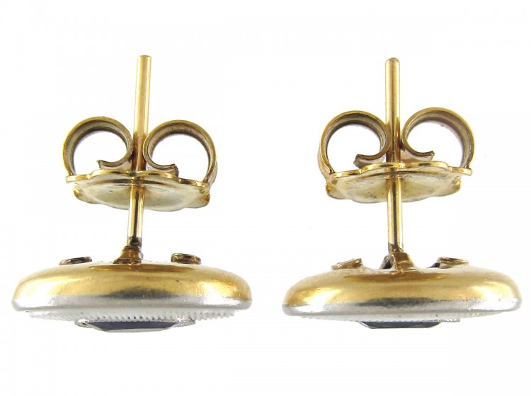 Ceylon Sapphire 18ct Gold & Platinum Earrings