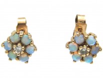 Small Opal & Diamond Cluster Earrings