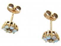 Small Opal & Diamond Cluster Earrings