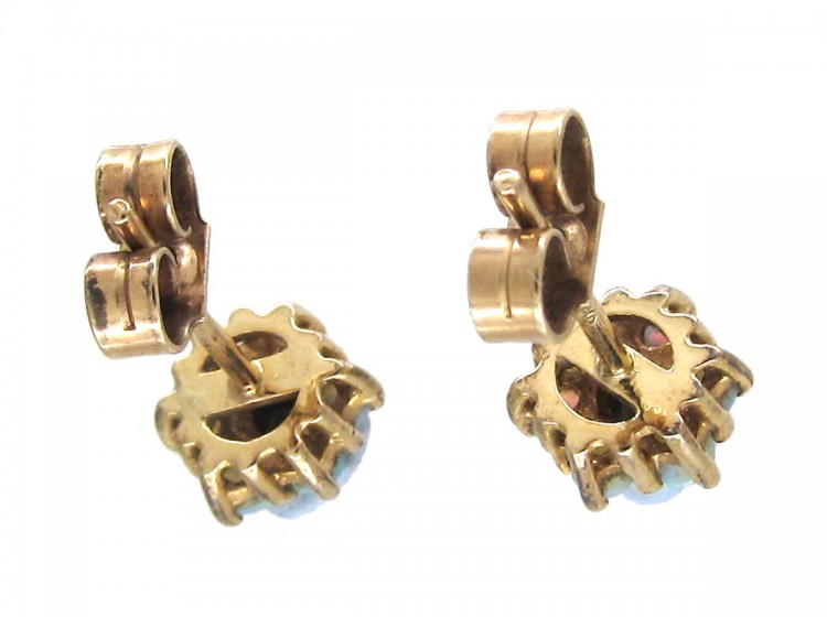 Small Opal & Diamond Cluster Earrings