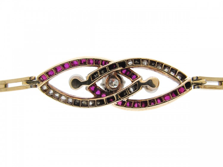 Ruby, Pearl & Diamond Art Deco Bracelet
