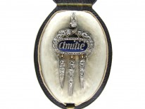 Victorian Diamond & Enamel 'Friendship' Pendant in Original Case