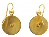 Victorian 15ct Gold & Diamond Round Etruscan Style Earrings