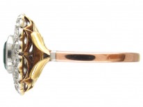 Art Deco Emerald & Diamond Target Ring with Key Design Detail