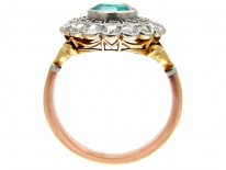 Art Deco Emerald & Diamond Target Ring with Key Design Detail