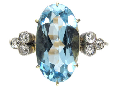 Edwardian Aquamarine & Diamond Ring