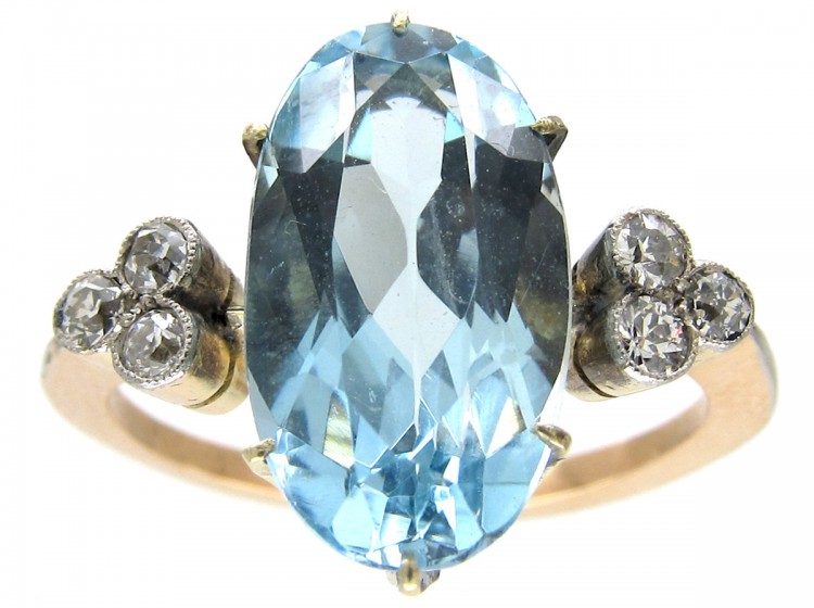 Edwardian Aquamarine & Diamond Ring