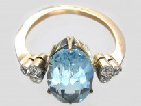 Edwardian Aquamarine & Diamond Ring