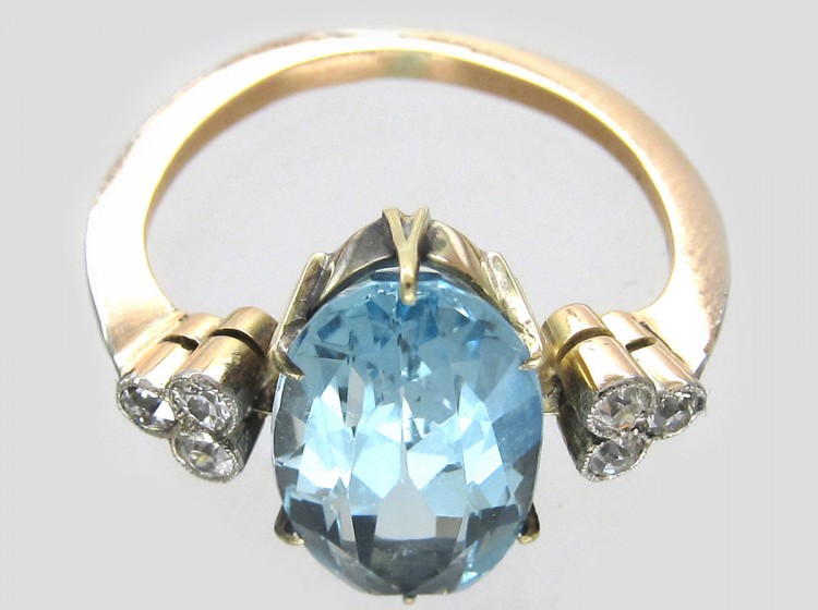 Edwardian Aquamarine & Diamond Ring