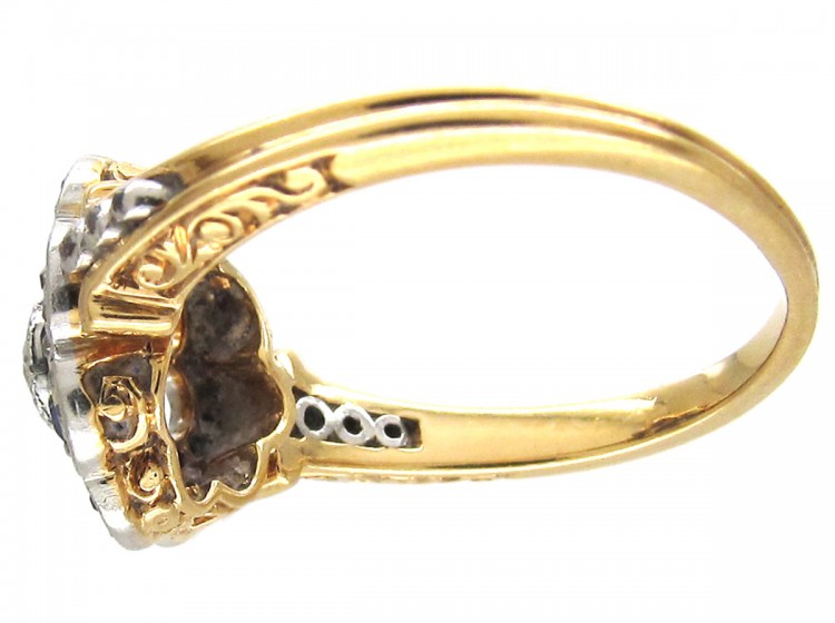 Art Deco Diamond & Sapphire Target Ring