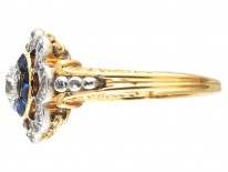 Art Deco Diamond & Sapphire Target Ring