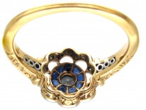 Art Deco Diamond & Sapphire Target Ring