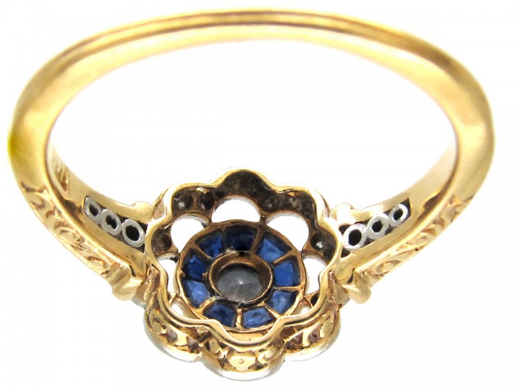 Art Deco Diamond & Sapphire Target Ring