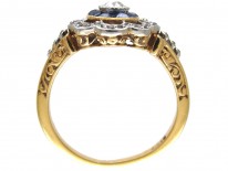 Art Deco Diamond & Sapphire Target Ring