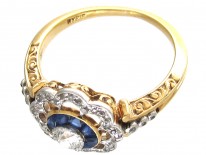 Art Deco Diamond & Sapphire Target Ring