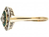 Art Deco Emerald & Diamond Target Ring