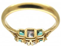 Victorian Emerald & Diamond Three Stone Ring