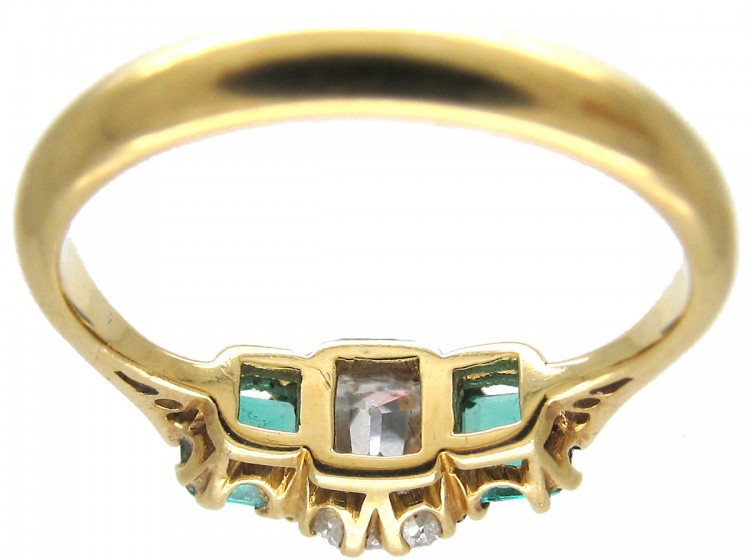 Victorian Emerald & Diamond Three Stone Ring