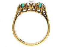 Victorian Emerald & Diamond Three Stone Ring