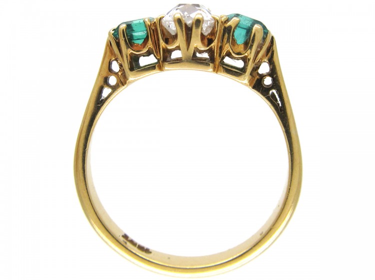 Victorian Emerald & Diamond Three Stone Ring