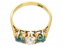 Victorian Emerald & Diamond Three Stone Ring