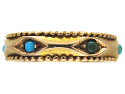 Turquoise Set 15ct Gold Band Ring