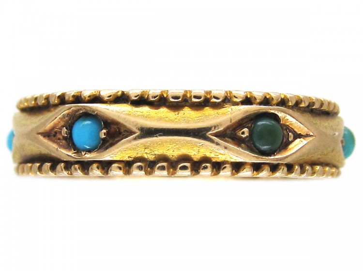 Turquoise Set 15ct Gold Band Ring