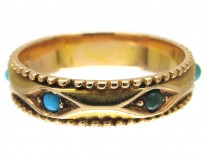 Turquoise Set 15ct Gold Band Ring