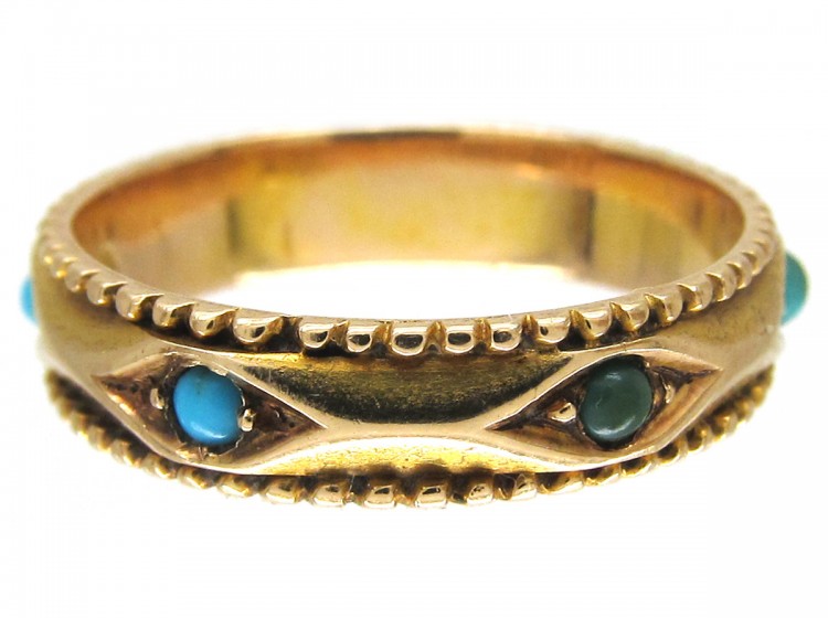 Turquoise Set 15ct Gold Band Ring