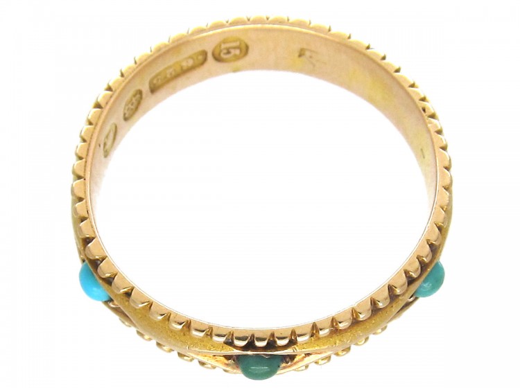 Turquoise Set 15ct Gold Band Ring