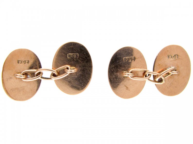 Victorian Scottish 9ct Gold Bloodstone & Jasper Cufflinks