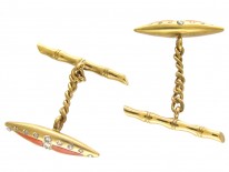 Victorian 18ct Gold Coral & Diamond Cufflinks