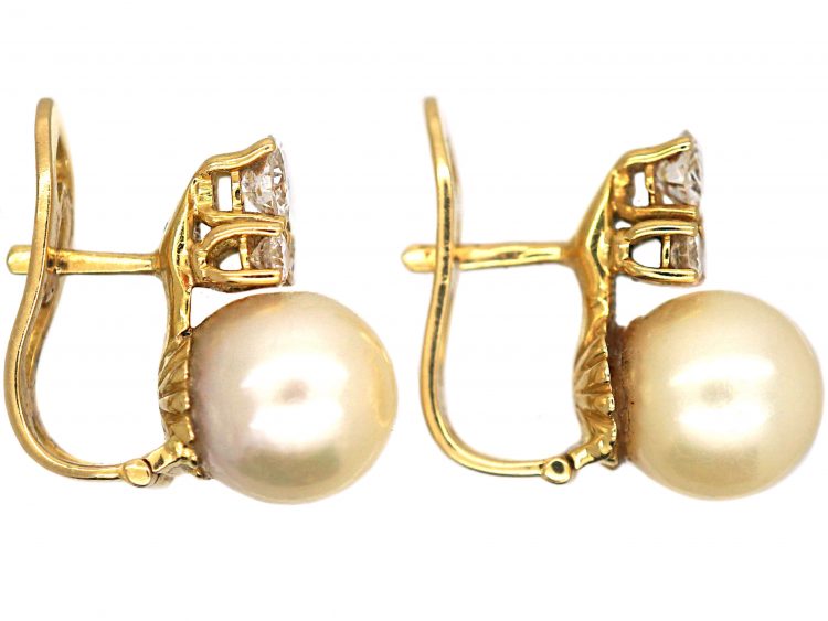 Pearl ​& Diamond Clip ​& Post Earrings